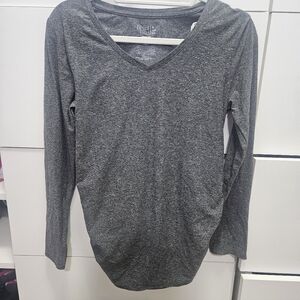 Charcoal Long Sleeve V-Neck Maternity Top